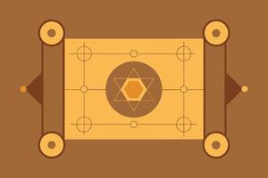Ancient Scroll Geometric Design Star of David, Sacred Symbolism vector