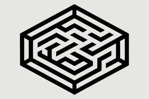 Hexagonal 3D Maze Puzzle Geometric Labyrinth Design Illusion vector