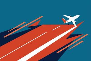 Airplane Taking Off Runway Geometric Abstract Design Travel Flight vector