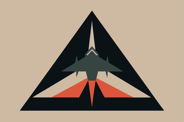 Stealth Fighter Jet Triangle Abstract Geometric Military Aviation Art