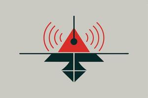 Abstract Red Triangle Sensor Technology Signal Wireless Waves vector