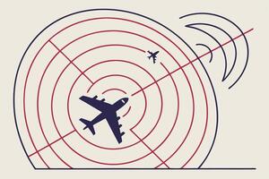 Air Traffic Control Radar System Airplane Flight Monitoring vector