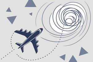 Airplane Flight Path Swirling Vortex Abstract Design Travel vector