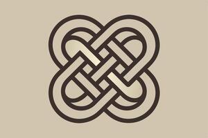 Celtic Knot Design Intertwined Pattern, Abstract Art, Geometric Shapes, Brown Lines, Elegant Ornamen vector