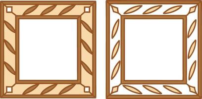 Two hand drawn decorative frames brown beige design elements vector