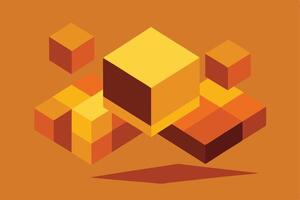 Abstract Orange Cube Composition Geometric Shapes, Isometric Design vector
