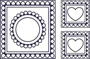 Hand drawn frame design with hearts and ornate borders perfect for valentines day vector