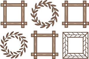 Rustic hand drawn frames wreaths design elements vector