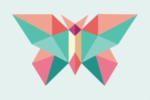 Geometric Butterfly Abstract Polygon Art, Colorful Wings, Teal, Pink vector