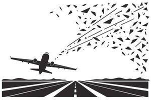 Airplane Disintegration Runway Catastrophe, Flight Debris, Air Crash vector