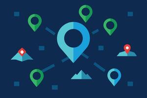 Global Location Tracking Network Map, GPS, Points, Places vector