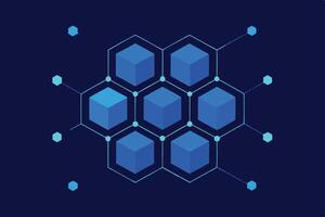 Blockchain Network Cubes, Hexagons, Nodes, Data, Security, Technology, Digital, System, Crypto, Inno vector
