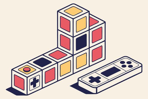 Retro Gaming Blocks Colorful Cubes, Controller, Pixel Art