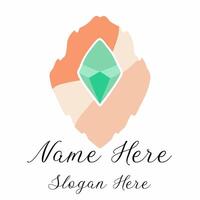 Abstract gemstone logo design handmade elegant branding vector