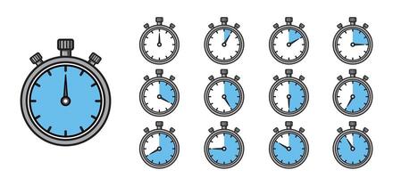 Flat Stopwatch Timer Icon Set vector