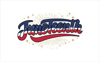 Vintage Patriotic Juneteenth Starburst Script vector