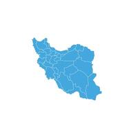 Flat blue map of Iran provinces vector