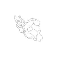 Simple Iran map with region lines vector