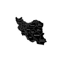 Iran region map with white text vector