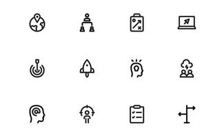Modern Management Icons bundle set. High-Quality Icons for Business Leadership, Organization, Strategy, Workflow, and Team Collaboration Designs vector
