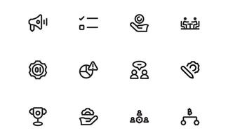 Modern Management Icons set. High-Quality Icons for Business Leadership, Organization, Strategy, Workflow, and Team Collaboration Designs vector