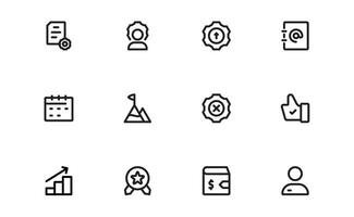 Modern Management Icons set pack. High-Quality Icons for Business Leadership, Organization, Strategy, Workflow, and Team Collaboration Designs vector