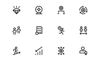 Modern Management Icons set package. High-Quality Icons for Business Leadership, Organization, Strategy, Workflow, and Team Collaboration Designs vector