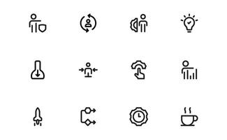 Modern Management Icons bundle package. High-Quality Icons for Business Leadership, Organization, Strategy, Workflow, and Team Collaboration Designs vector