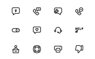 Support and Customer Service Icon Set. Professional Scalable Icons for Client Care, Troubleshooting, Service Management, and Assistance vector