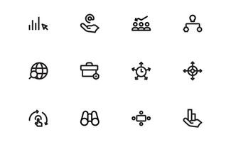Modern Management Icons. High-Quality Icons for Business Leadership, Organization, Strategy, Workflow, and Team Collaboration Designs vector