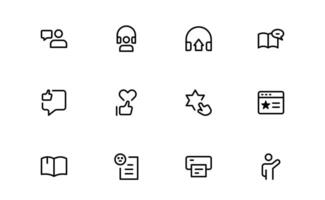 Support and Customer Service Icon bundle collection. Editable Premium Icons for Client Care, Troubleshooting, Service Management, and Assistance vector