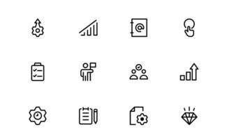 Modern Management Icon set package. High-Quality Icons for Business Leadership, Organization, Strategy, Workflow, and Team Collaboration Designs vector