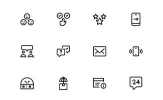 Support and Customer Service Icon pack set. Editable Premium Icons for Client Care, Troubleshooting, Service Management, and Assistance vector