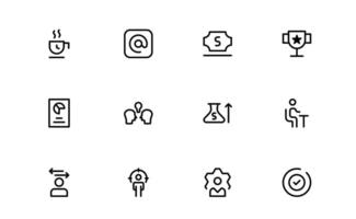 Modern Management Icons. High-Quality graphics for Business Leadership, Organization, Strategy, Workflow, and Team Collaboration Designs vector