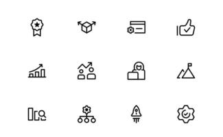 Modern Management Icon pack bundle.Minimal High-Quality Icons for Business Leadership, Organization, Strategy, Workflow, and Team Collaboration Designs vector