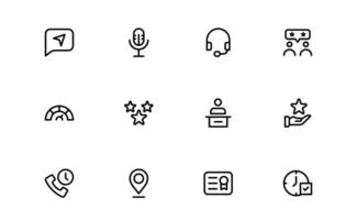 Support and Customer Service Icon bundle package. Editable Premium Icons for Client Care, Troubleshooting, Service Management, and Assistance vector