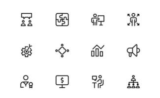 Modern Management Icon bundle collection. Editable High-Quality Icons for Business Leadership, Organization, Strategy, Workflow, and Team Collaboration Designs vector