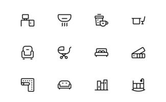 Professional Home Decor and Interior Design Icon Pack. Perfect Icons for Living Spaces, Decoration, and Home Styling vector