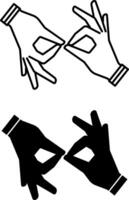 Sign Language Icons. Black and White Illustration. Communication Language Used By Deaf or Hard of Hearing People. Communication with Hands and Gestures. Disability Concept vector
