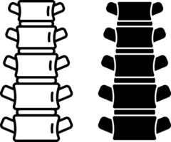 Spine Icons. Black And White Illustrations. The Spinal Column is Formed By A Chain Of Bones Running Along The Back. Human Body Part. Concept Anatomy vector