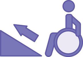 Colored Ramp Icon. Illustration. Disabled Person in Wheelchair Trying to Climb Ramp. Accessibility, Medicine. Disability Concept vector