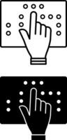 Braille Icons. Black and White Illustrations. Raised Dot Tactile Font for Writing and Reading of Blind People. Disability Concept vector