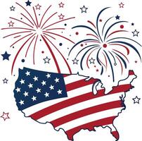 4th July firework graphic bundle. Transparent Background. vector