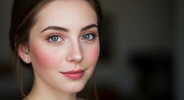 Portrait of a white skinned modern young French lady photo