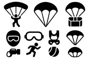 Parachuting icons set isolated on white background vector