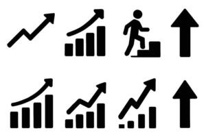 Growth chart icons set isolated on white background vector