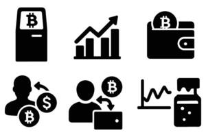 Bitcoin cryptocurrency icons set isolated on white background vector