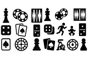 Game icons set isolated on white background vector