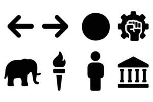 Set of eight simple black icons isolated on white background vector