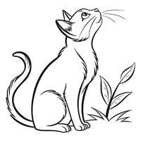 Minimal Cat Line Drawing in Black and White vector